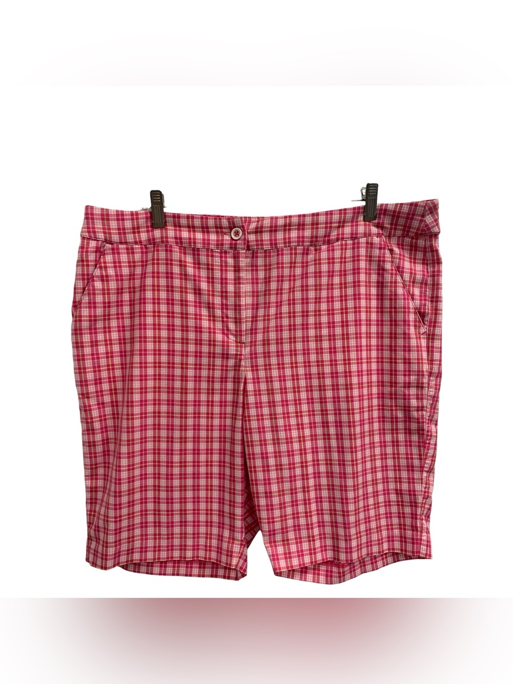 Greg Norman Collection Pink Plaid Bermuda Shorts Size L